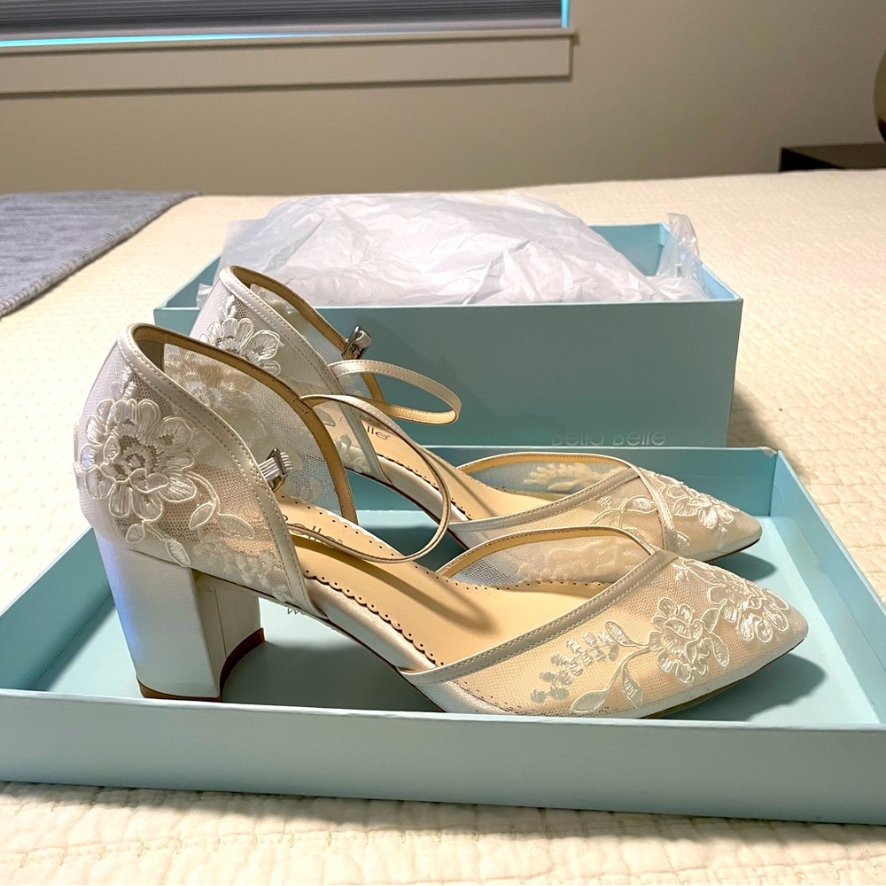 Bella Belle Chelsea Ivory Silk Wedding Shoes Never Worn Size 8